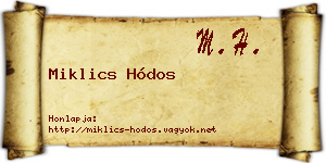 Miklics Hódos névjegykártya